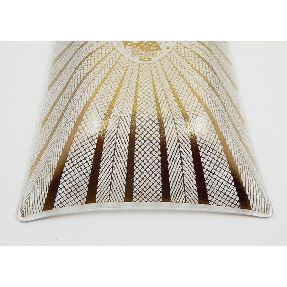 Georges Briard Glass Gold Abstract Bird Dove Herringbone Plate Tray 11 Inch - Picture 12 of 12